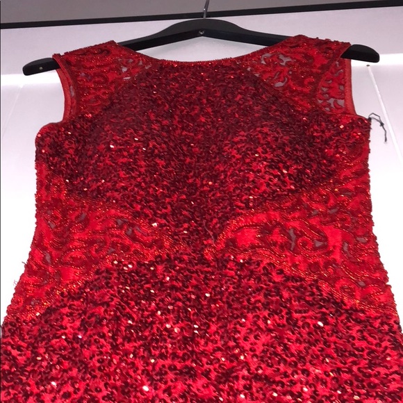 Ruby Red Beaded Homecoming Dress - Picture 2 of 7